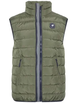 Doorgestikte bodywarmer kaki
