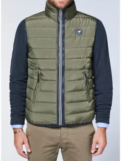 Doorgestikte bodywarmer kaki