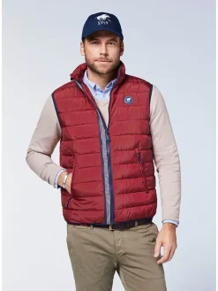 Doorgestikte bodywarmer rood