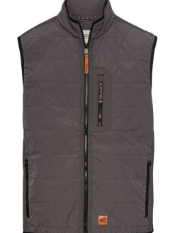 Doorgestikte bodywarmer taupe
