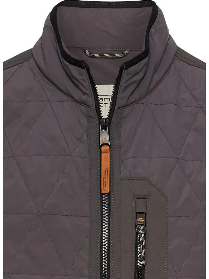 Doorgestikte bodywarmer taupe