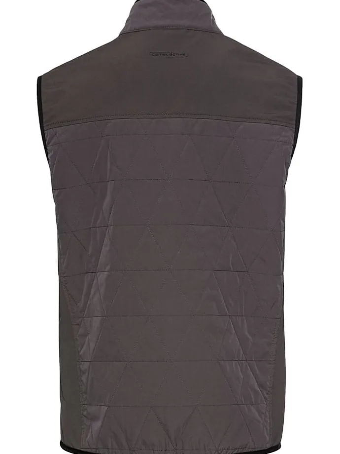 Doorgestikte bodywarmer taupe