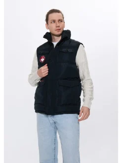 Doorgestikte bodywarmer zwart
