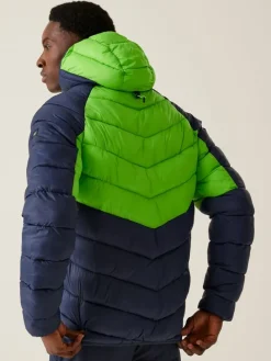 Doorgestikte jas "Dalent" donkerblauw/groen