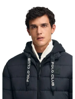Doorgestikte jas donkerblauw