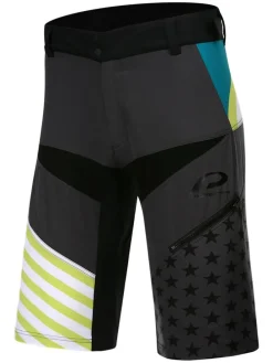 Fietsshort "Meteor" antraciet/blauw/groen