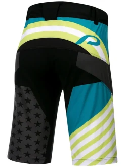 Fietsshort "Meteor" antraciet/blauw/groen