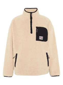 Fleece trui beige/zwart