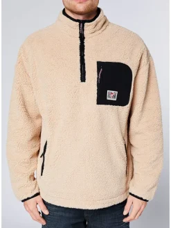 Fleece trui beige/zwart