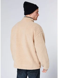 Fleece trui beige/zwart