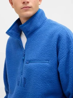Fleece trui blauw