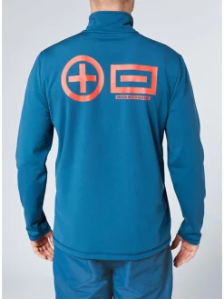 Fleece trui blauw/oranje