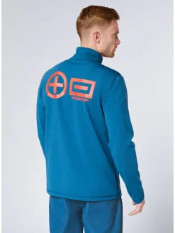 Fleece trui blauw/oranje