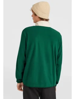 Fleece trui groen/zwart/beige