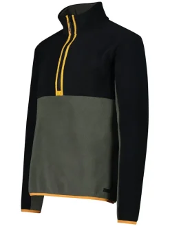 Fleece trui kaki/zwart