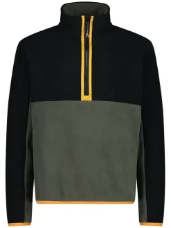 Fleece trui kaki/zwart