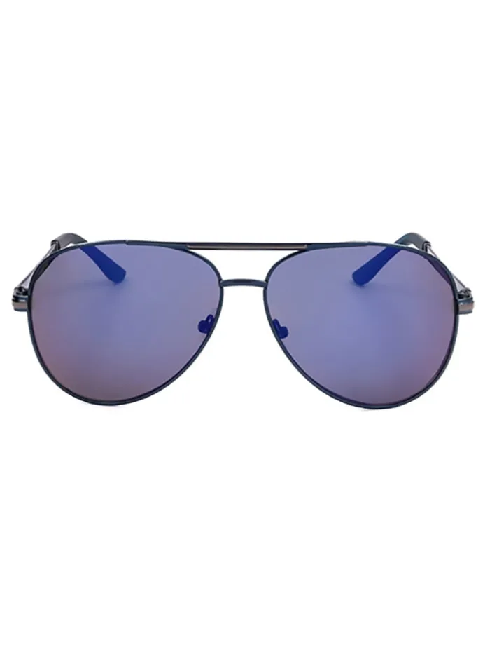 Herenzonnebril zilverkleurig/blauw