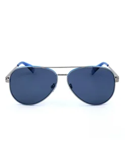 Herenzonnebril zilverkleurig/blauw
