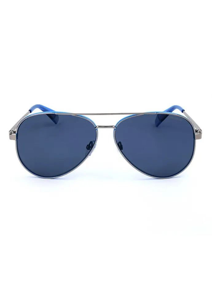 Herenzonnebril zilverkleurig/blauw