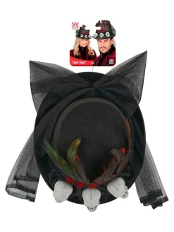 Hoed "VOODOO CILINDER MET DOODSHOOFD" zwart
