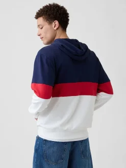 Hoodie donkerblauw/rood/wit