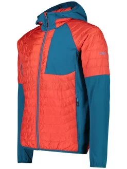 Hybride jas oranje/petrol