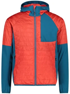 Hybride jas oranje/petrol