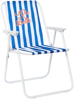 Klapstoel "Dolce Vita" blauw/wit - (B)44 x (H)75 x (D)52 cm