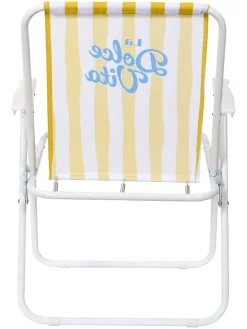 Klapstoel “Dolce Vita” geel/wit - (B)44 x (H)75 x (D)52 cm