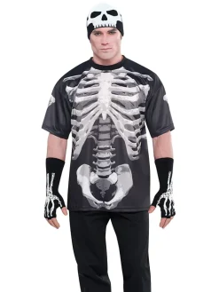 Kostuumshirt "Skeleton" zwart/wit