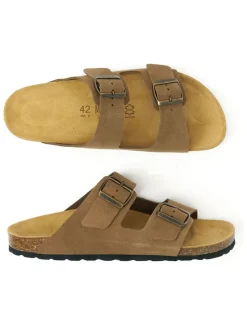 Leder-PAntoletten "Alberto" lichtbruin