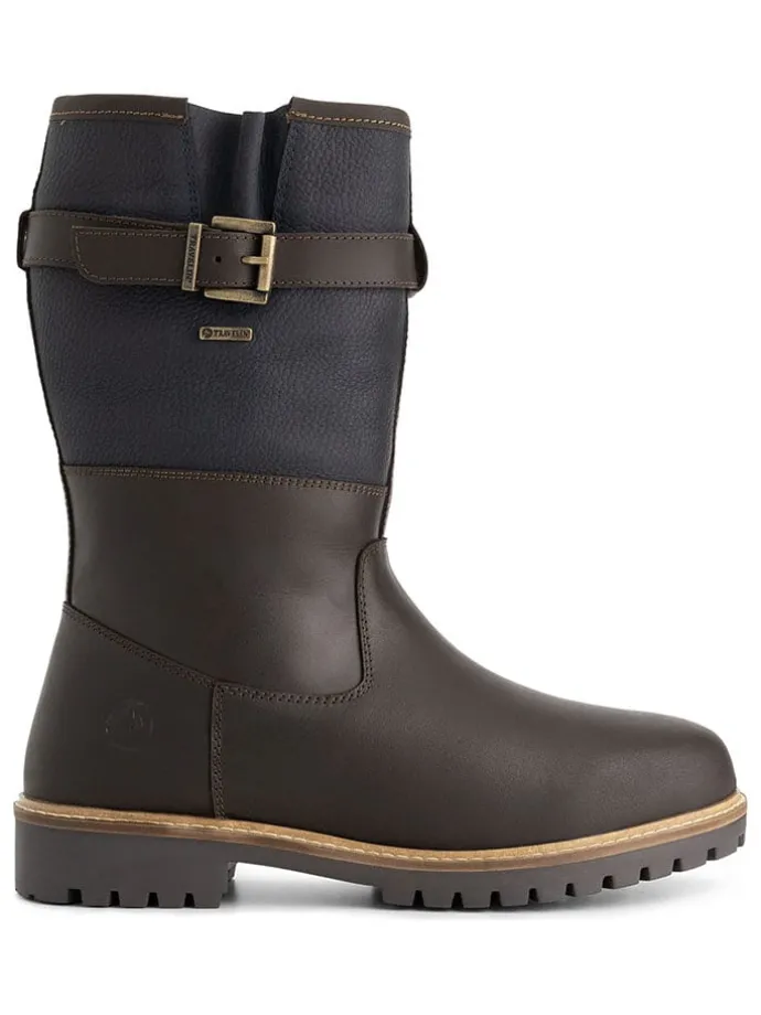 Leren boots "Fjaere" bruin/donkerblauw