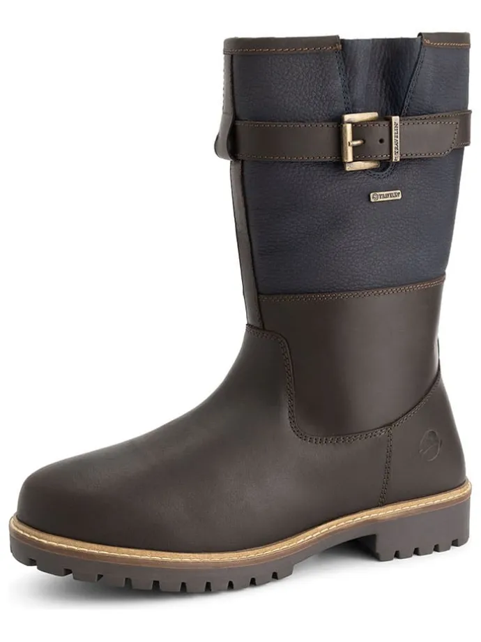 Leren boots "Fjaere" bruin/donkerblauw