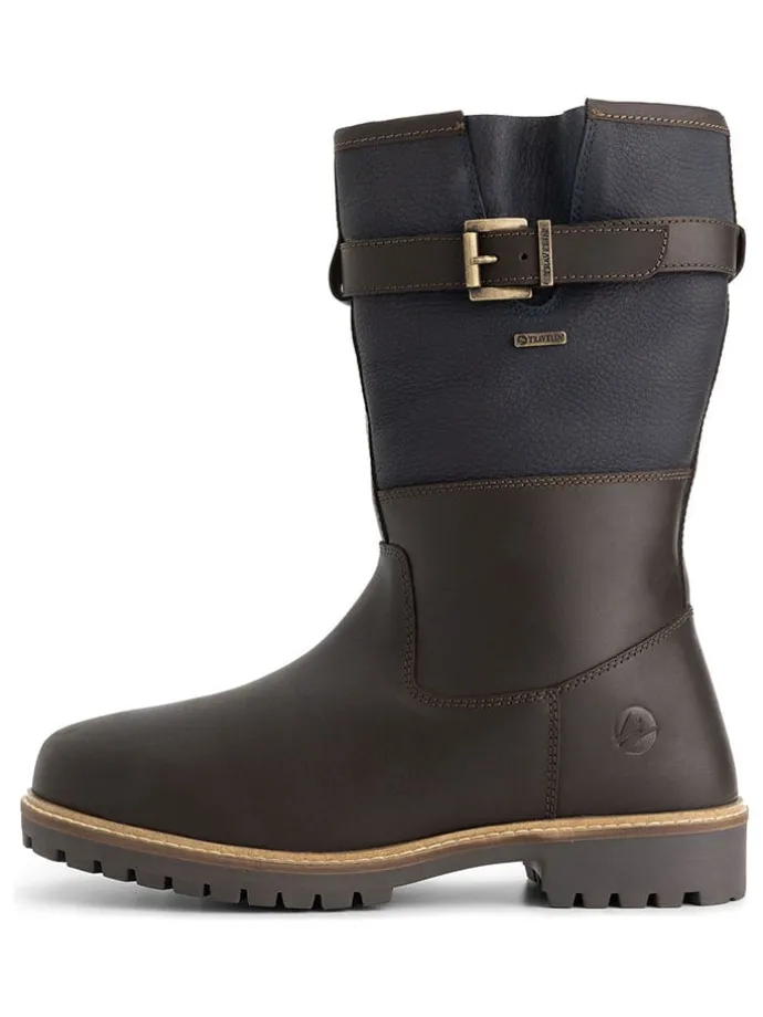 Leren boots "Fjaere" bruin/donkerblauw