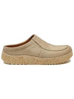 Leren clogs beige