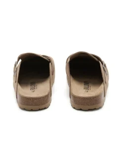 Leren clogs beige