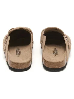 Leren clogs beige