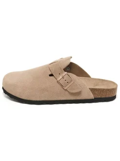 Leren clogs beige