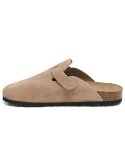 Leren clogs beige