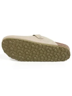 Leren clogs beige