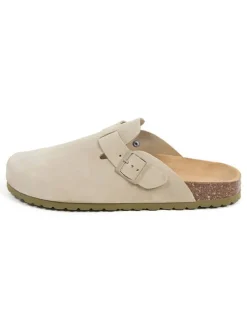 Leren clogs beige