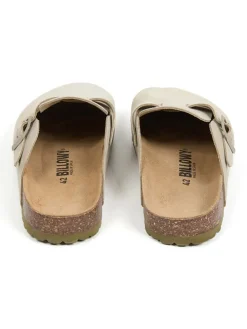 Leren clogs beige