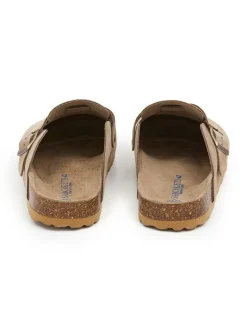 Leren clogs beige