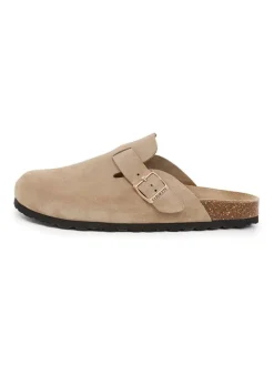 Leren clogs beige