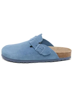 Leren clogs blauw