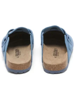 Leren clogs blauw