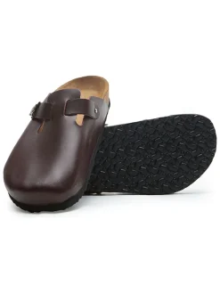 Leren clogs bordeaux