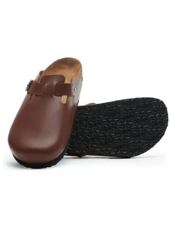 Leren clogs bruin