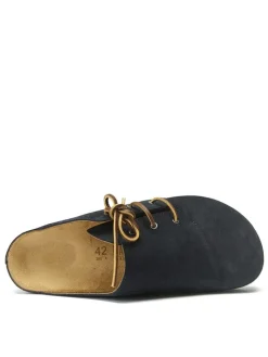 Leren clogs donkerblauw