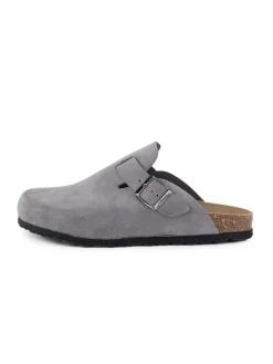 Leren clogs grijs